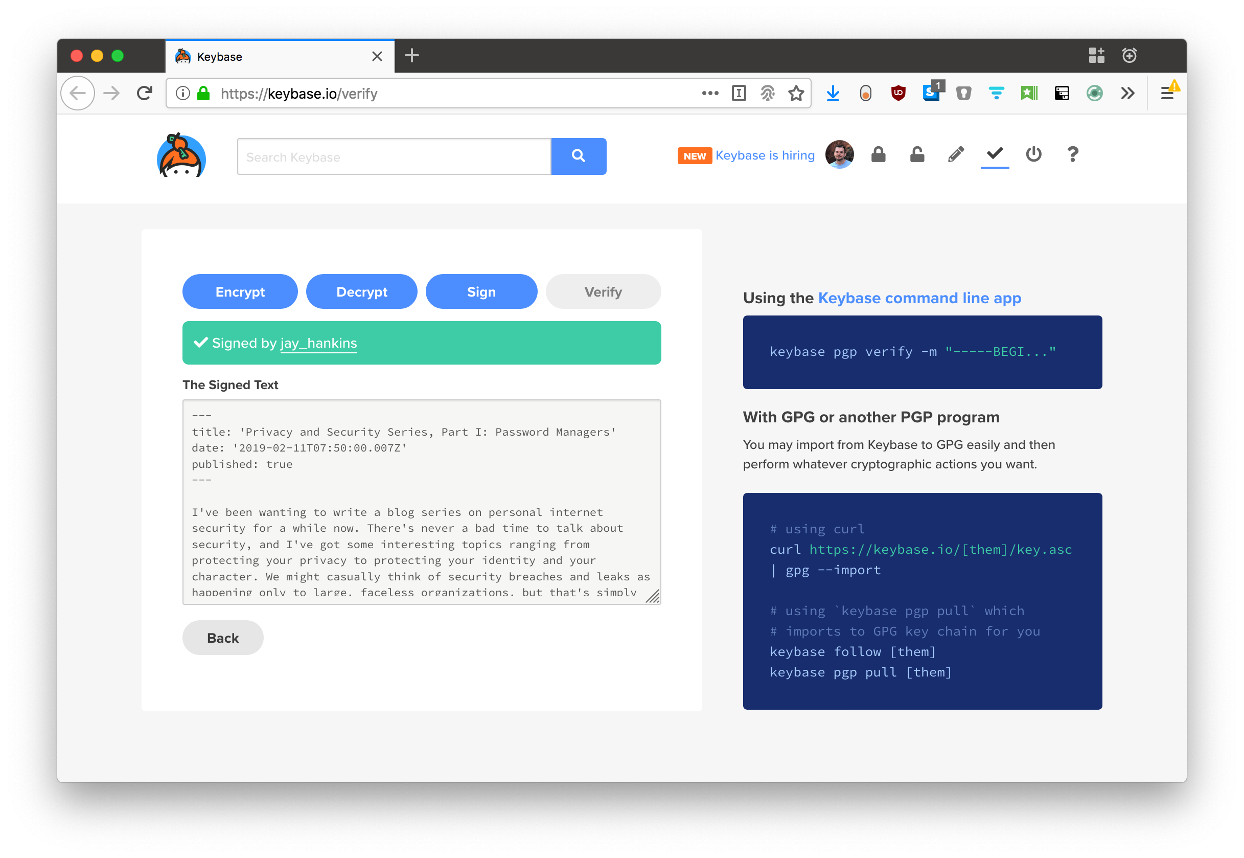 Keybase screenshot